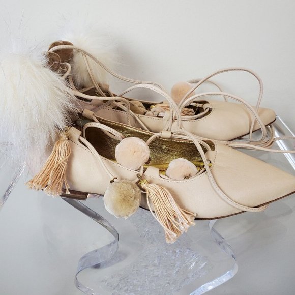 ALAMEDA TURQUESA Wrap Shoes Flats Pointed Toe The Blonde Salad Charm Womens 37 7 - Picture 9 of 11